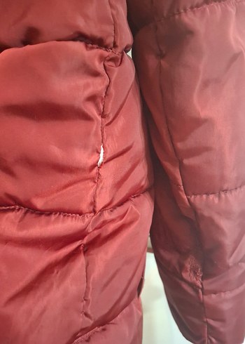 Bordo Kapüşonlu Fermuarlı  Mont - Görsel 4