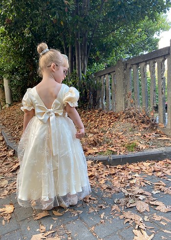 Kız Çocuk Beyaz Dantel Detaylı Elbise - Görsel 4