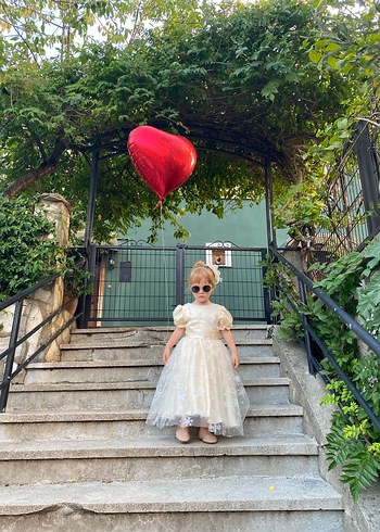 Kız Çocuk Beyaz Dantel Detaylı Elbise - Görsel 5