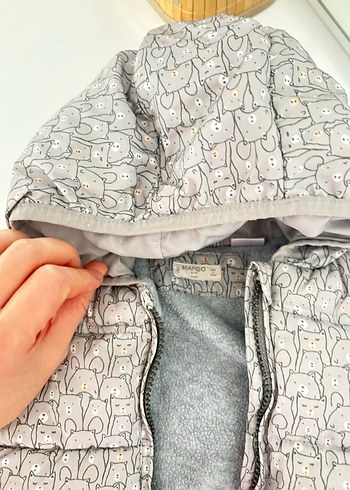 Kız Çocuk Gri Kapüşonlu Kürklü Yelek - Görsel 7