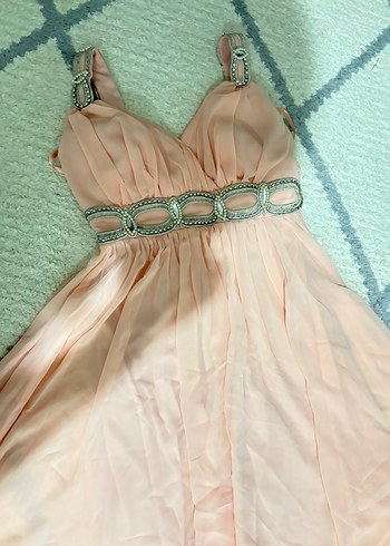 Pembe Drapeli Uzun Abiye Elbise - Görsel 3