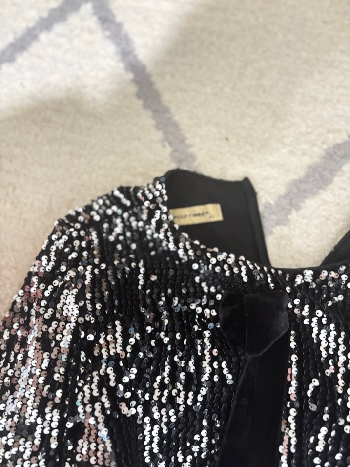 Uzun Kollu Siyah Drapeli Kadın Abiye Elbise - Görsel 5