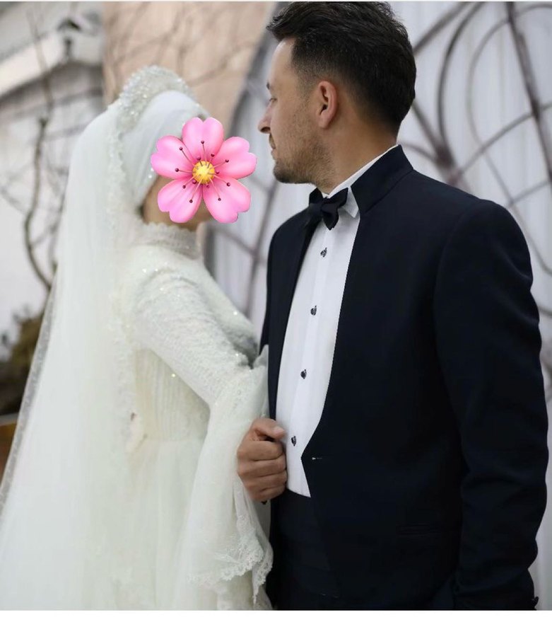 Uzun Kollu Yüksek Yakalı Prenses Gelinlik - Görsel 3