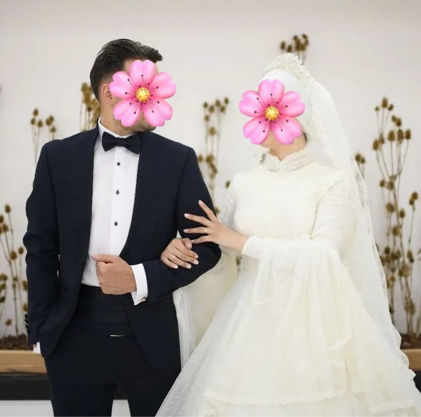 Uzun Kollu Yüksek Yakalı Prenses Gelinlik - Görsel 5