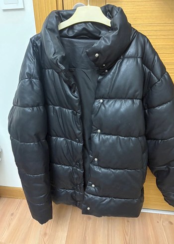 Düğmeli Siyah Deri Kadın Ceket - Görsel 2