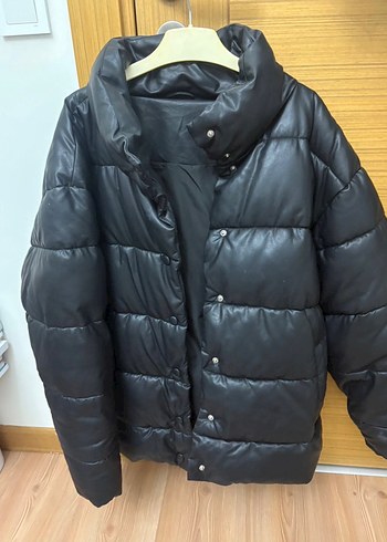 Düğmeli Siyah Deri Kadın Ceket - Görsel 3