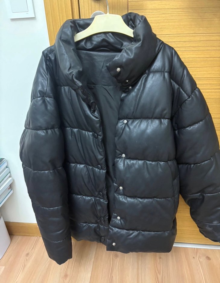 Düğmeli Siyah Deri Kadın Ceket - Görsel 3