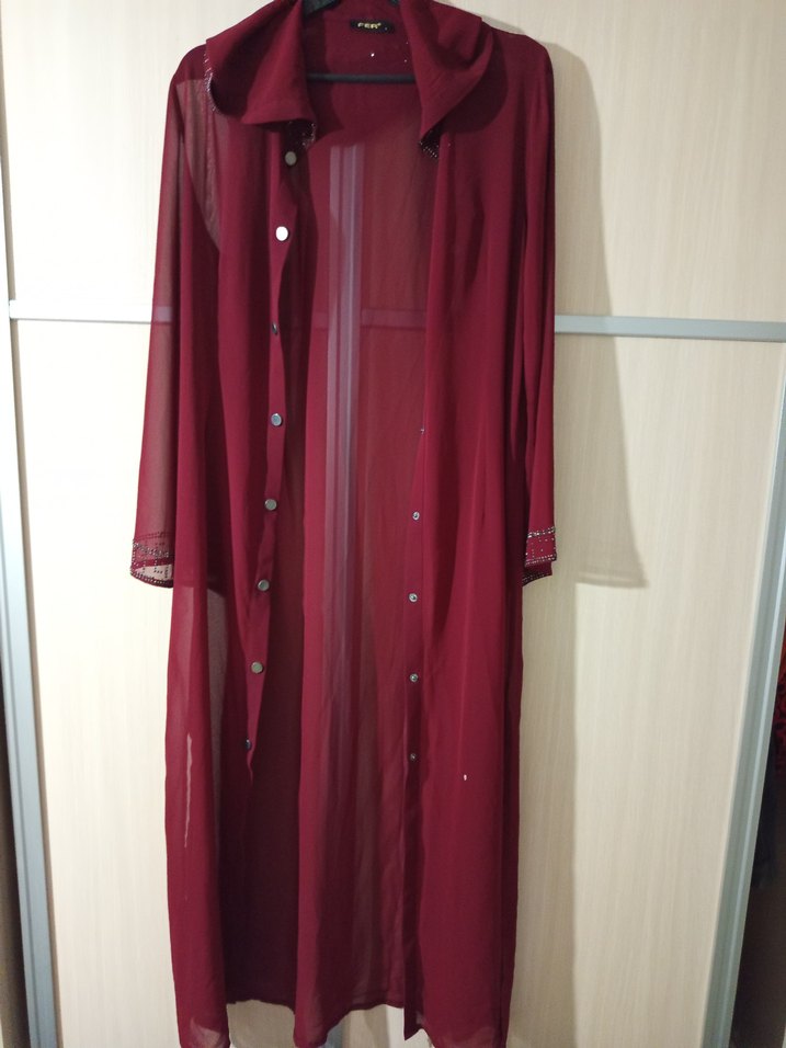 Bordo Uzun Kapişonlu - Görsel 2