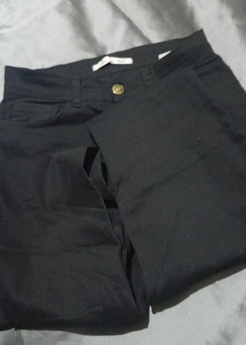 Kadın Siyah Midi Denim Pantolon - Görsel 2