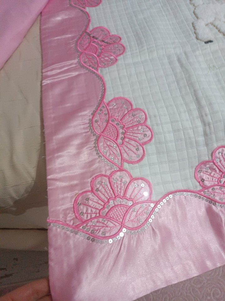 pike seti Nakışlı Pamuklu Pembe Çocuk Uyku Örtüsü - Görsel 5