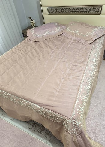 kervan marka Pembe Nakışlı Yatak Örtüsü Seti - Görsel 2