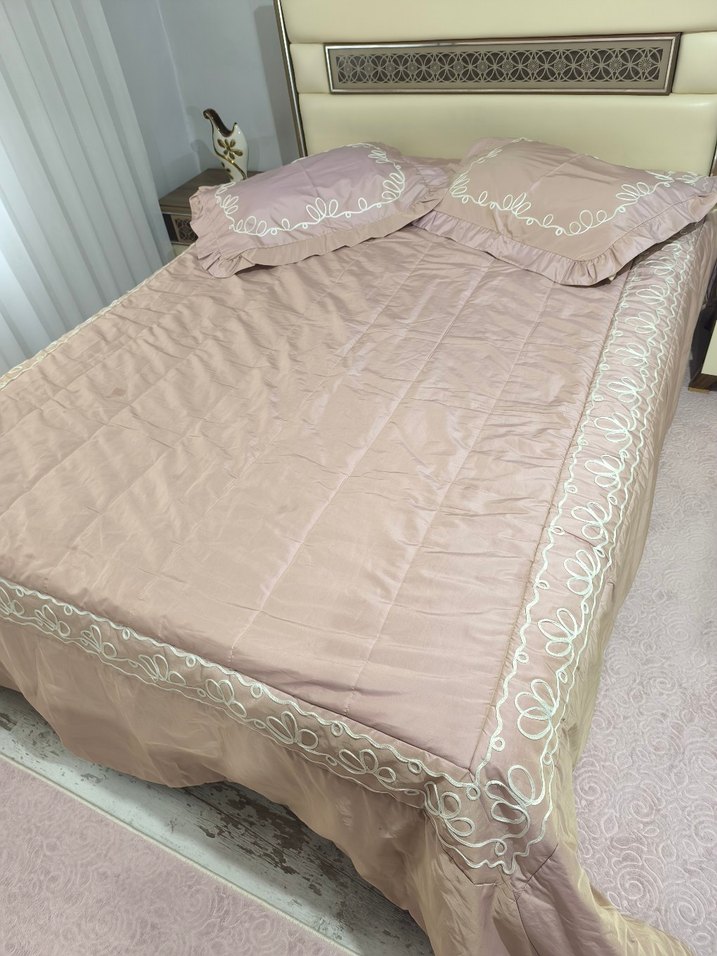 kervan marka Pembe Nakışlı Yatak Örtüsü Seti - Görsel 2