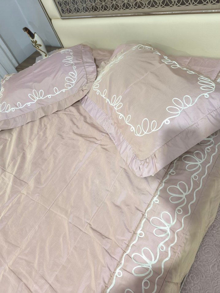 kervan marka Pembe Nakışlı Yatak Örtüsü Seti - Görsel 3
