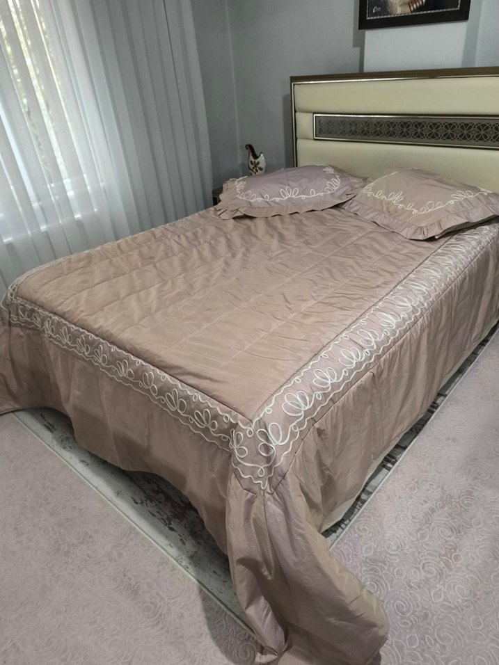 kervan marka Pembe Nakışlı Yatak Örtüsü Seti - Görsel 4