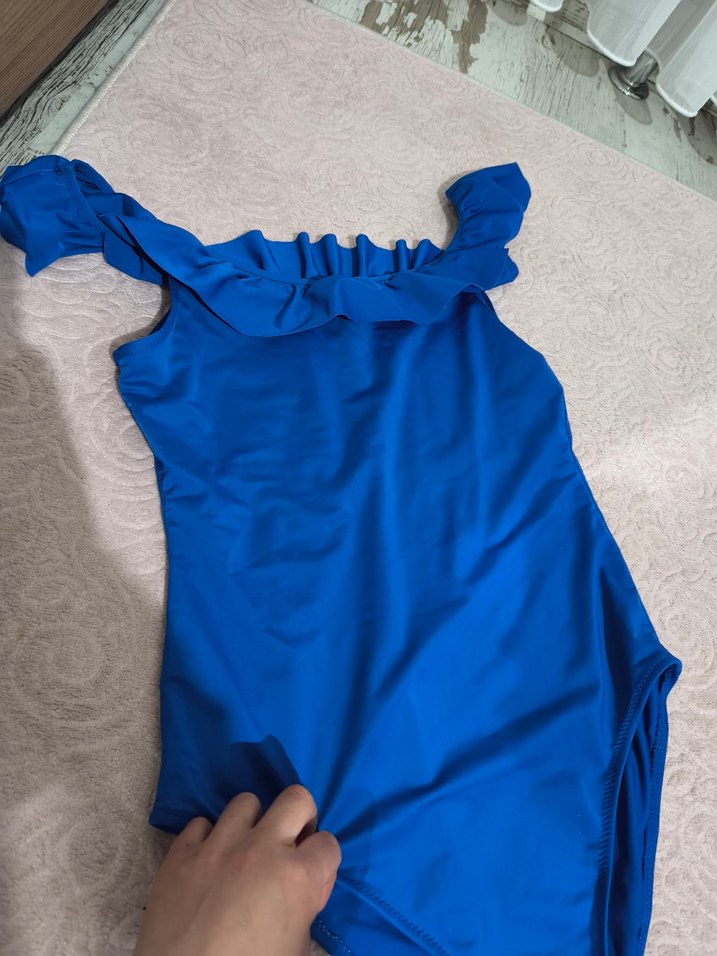 Mavi Fırfırlı Kadın Mayo - Görsel 2