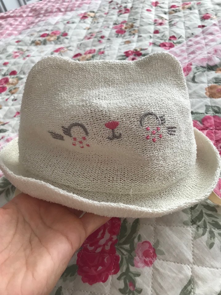 Nakışlı Beyaz Örgü Çocuk Şapkası - Görsel 4
