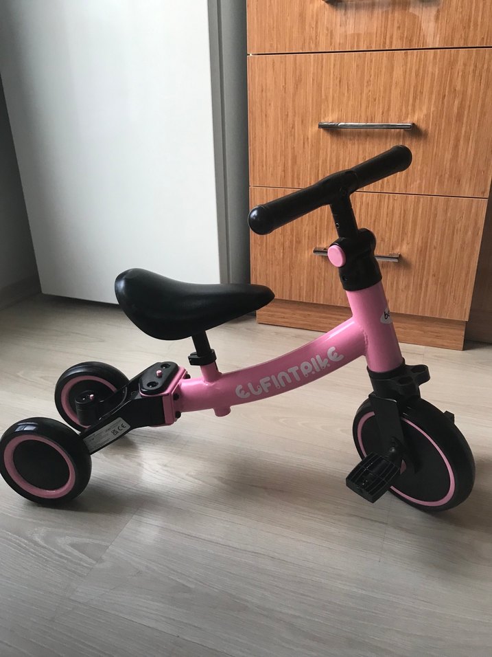 Koyu Pembe Üç Tekerlekli Çocuk denge Bisikleti - Görsel 2