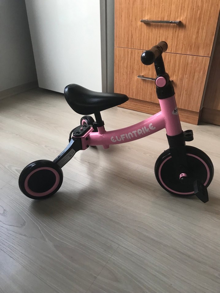 Koyu Pembe Üç Tekerlekli Çocuk denge Bisikleti - Görsel 3