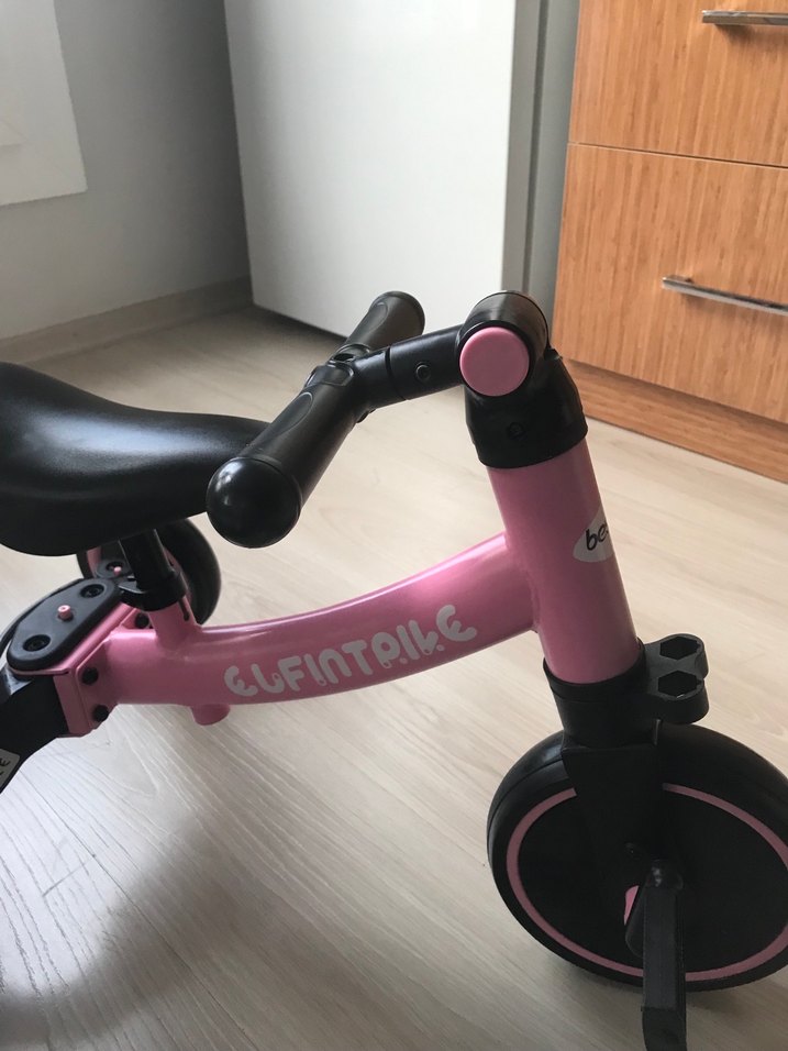 Koyu Pembe Üç Tekerlekli Çocuk denge Bisikleti - Görsel 4