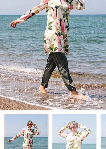 Flamingo desenli likralı tesettür haşema takımı 4lü - Görsel 12