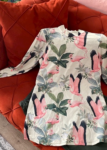 Flamingo desenli likralı tesettür haşema takımı 4lü - Görsel 7