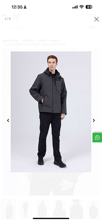 Her beden mevcut 3xl kadar antrasit renk Massif 3in1 Erkek Ceket