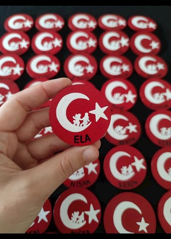 Kişiye Özel Kırmızı Ay Yıldız Rozet