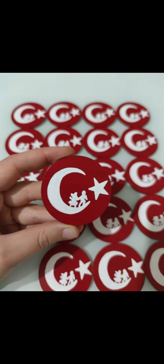 Kişiye Özel Kırmızı Ay Yıldız Rozet - Görsel 4