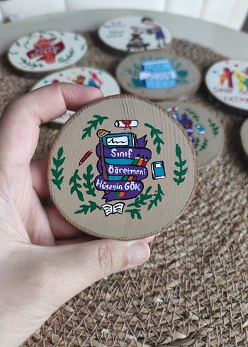 El Yapımı Öğretmen Temalı Ahşap Magnetler - Görsel 14