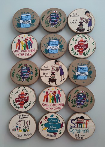 El Yapımı Öğretmen Temalı Ahşap Magnetler - Görsel 2