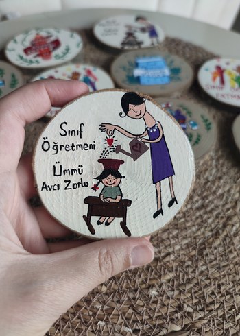 El Yapımı Öğretmen Temalı Ahşap Magnetler - Görsel 13
