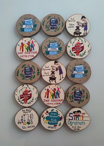 El Yapımı Öğretmen Temalı Ahşap Magnetler - Görsel 3