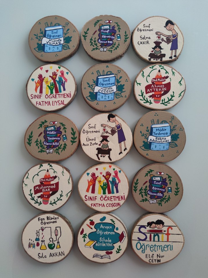 El Yapımı Öğretmen Temalı Ahşap Magnetler - Görsel 2