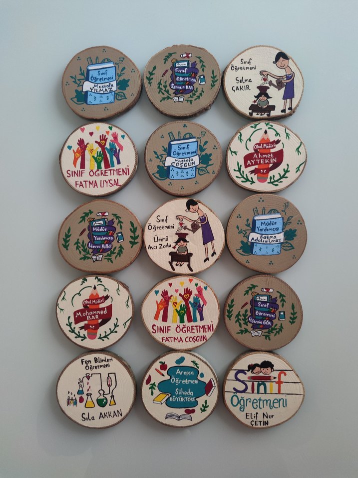 El Yapımı Öğretmen Temalı Ahşap Magnetler - Görsel 3