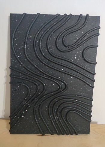 Kabartmalı Siyah Soyut Tablo - Görsel 5