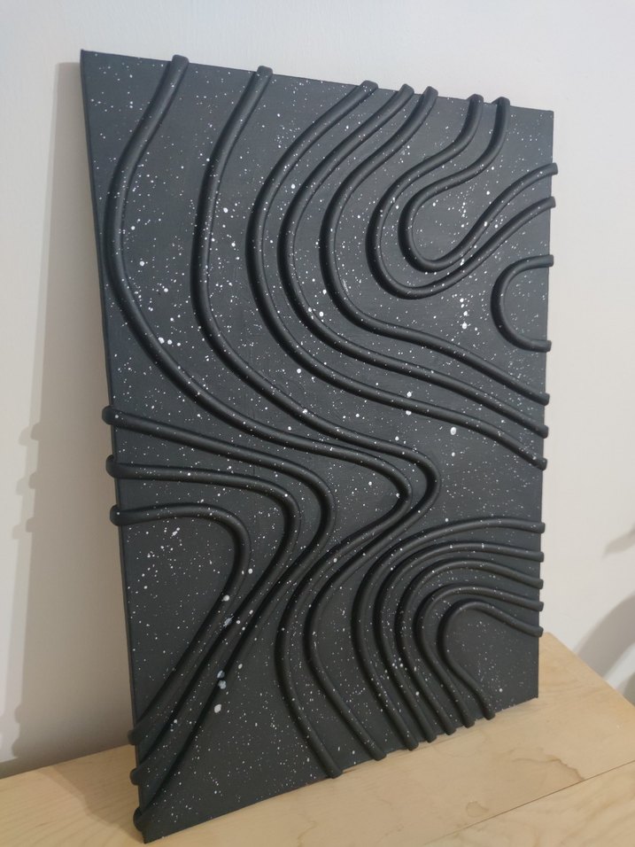 Kabartmalı Siyah Soyut Tablo - Görsel 3