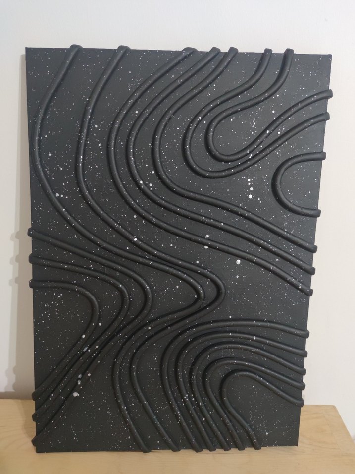 Kabartmalı Siyah Soyut Tablo - Görsel 4