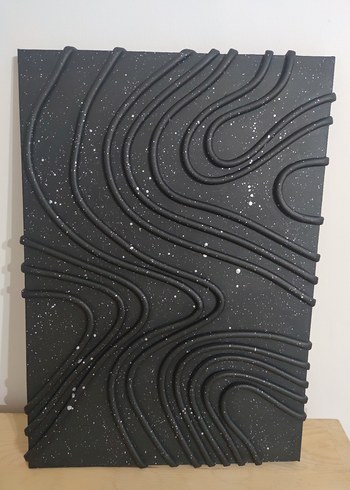 Kabartmalı Siyah Soyut Tablo - Görsel 6