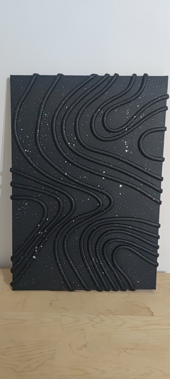 Kabartmalı Siyah Soyut Tablo - Görsel 3