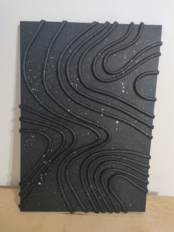 Kabartmalı Siyah Soyut Tablo - Görsel 5