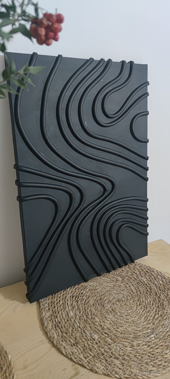 Siyah Kabartmalı Modern Duvar Tablosu - Görsel 3