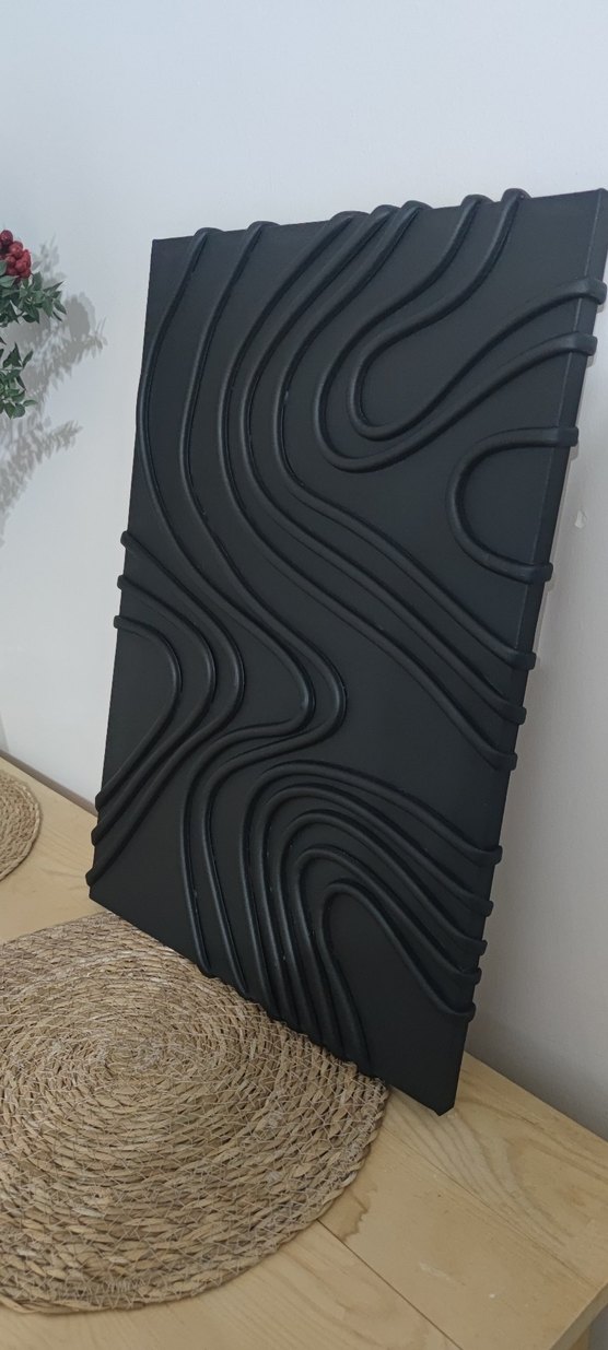 Siyah Kabartmalı Modern Duvar Tablosu - Görsel 4