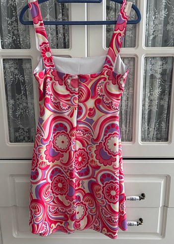 Renkli Pembe Mini Elbise - Görsel 2