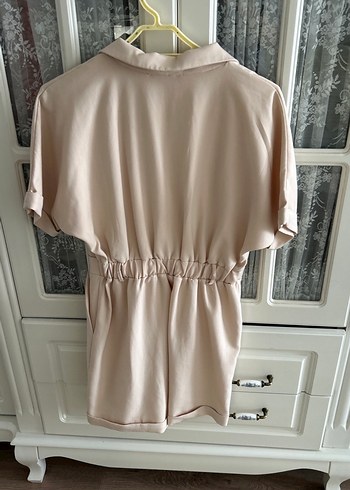 Krem Düğmeli Şort Tulum - Görsel 2