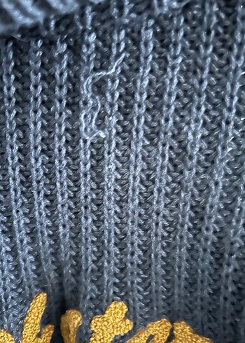 Nocturne Gri Boğazlı Nakış Detaylı Salaş Triko Kazak - Görsel 4