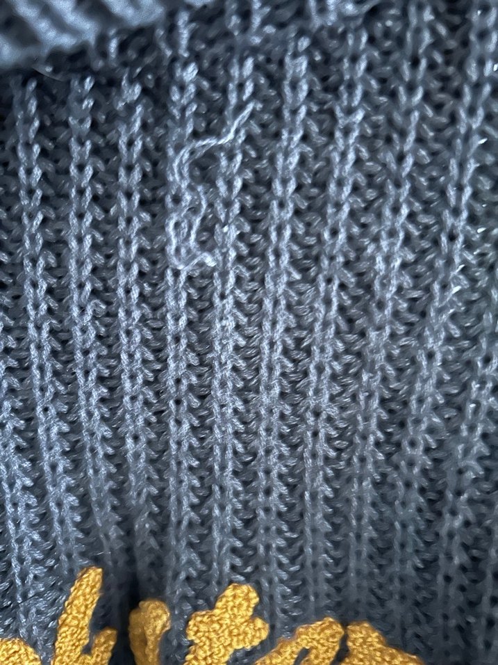 Nocturne Gri Boğazlı Nakış Detaylı Salaş Triko Kazak - Görsel 4