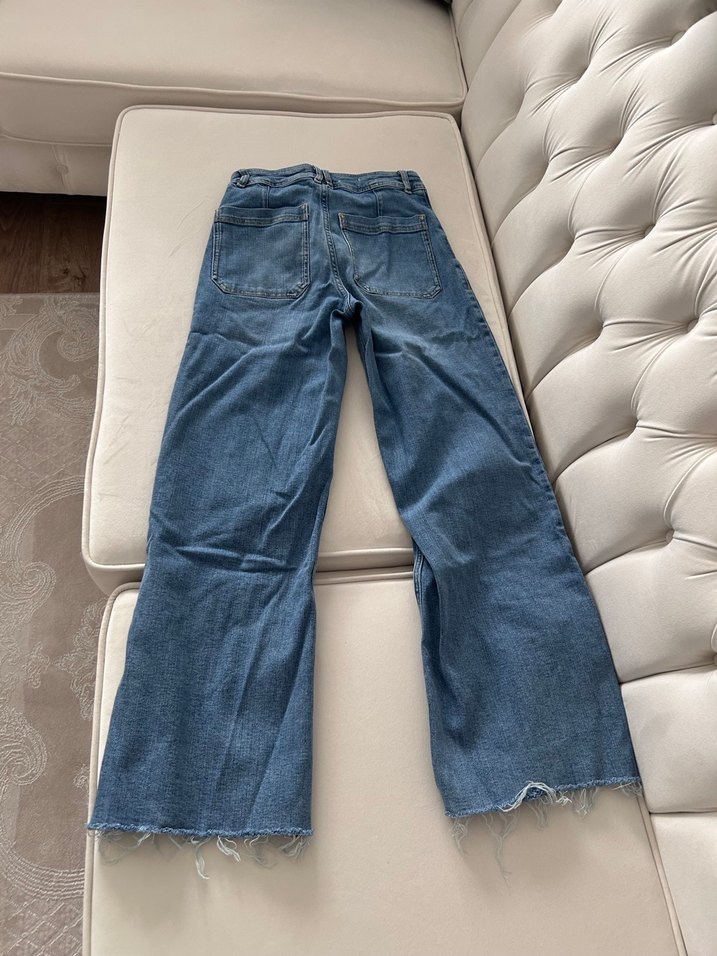 Geniş Kesim Midi Boy Kadın Kot Pantolon - Görsel 2