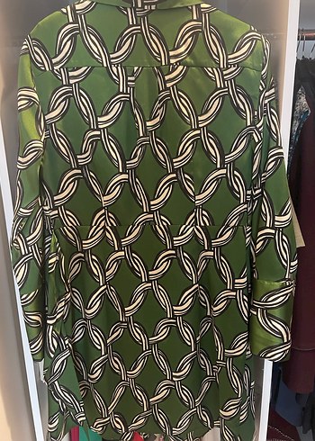 Mango satenimsi Yeşil Kadın Elbise - Görsel 3