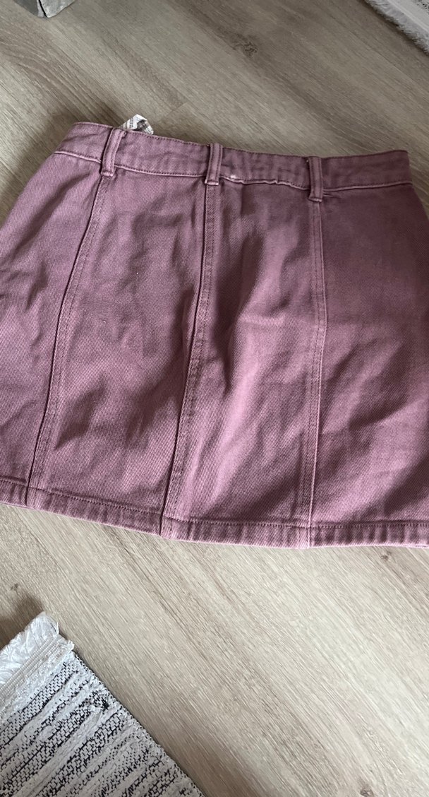 Düğmeli Mor Kot Mini Etek - Görsel 3