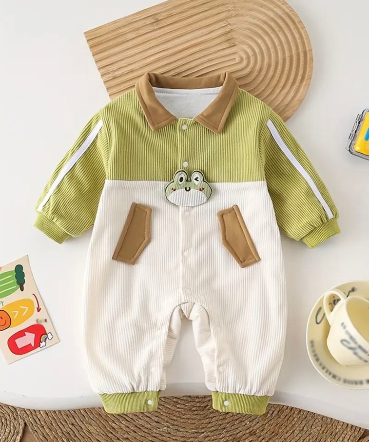 Uzun Kollu Düğmeli Bebek Tulum - Görsel 2